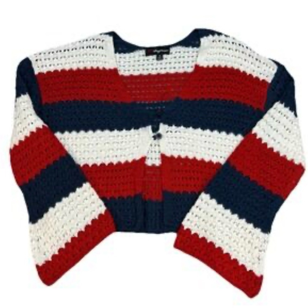 32 Degrees Red, White, and Blue Striped Cardigan